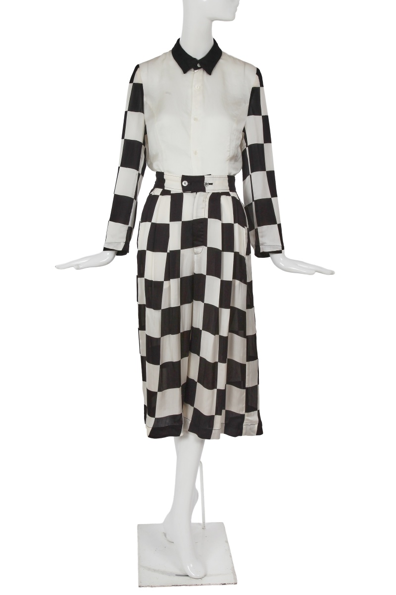A Comme des Gar&ccedil;ons black and white checked ensemble, 'Movement' collection, Spring-Summer 1989