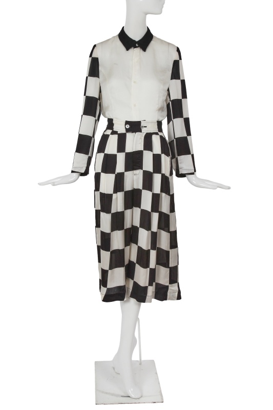 A Comme des Gar&ccedil;ons black and white checked ensemble, 'Movement' collection, Spring-Summer 1989