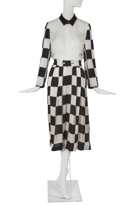 A Comme des Gar&ccedil;ons black and white checked ensemble, 'Movement' collection, Spring-Summer 1989