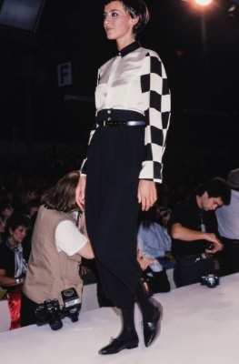 A Comme des Gar&ccedil;ons black and white checked ensemble, 'Movement' collection, Spring-Summer 1989 - 2
