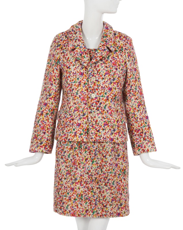 A Comme des Gar&ccedil;ons multicoloured splatter print wool dress and jacket, 'Chic Punk' collection, Autumn-Winter 1991-92