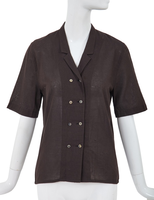 A Comme des Gar&ccedil;ons brown sheer linen double-breasted top, 1970s