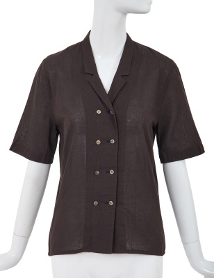 A Comme des Gar&ccedil;ons brown sheer linen double-breasted top, 1970s