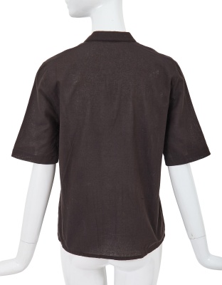 A Comme des Gar&ccedil;ons brown sheer linen double-breasted top, 1970s - 3