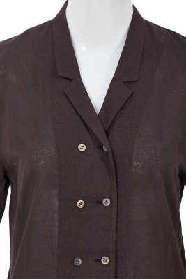 A Comme des Gar&ccedil;ons brown sheer linen double-breasted top, 1970s - 5