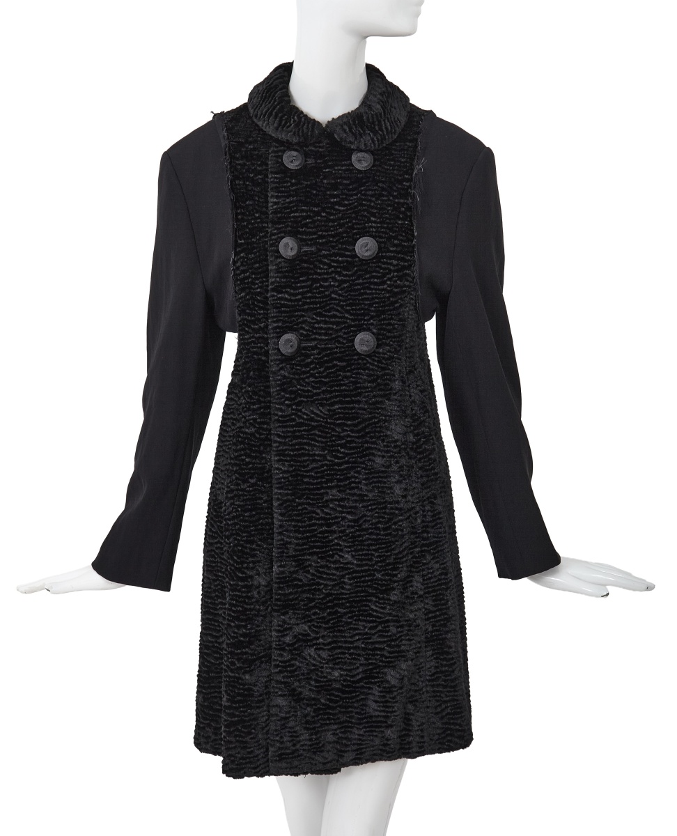 A Comme des Gar&ccedil;ons black rayon and faux astrakhan coat, 'Synergy' collection, Autumn-Winter 1993-94