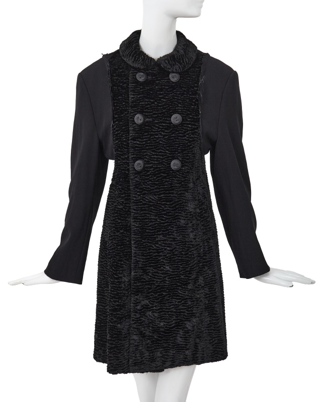 A Comme des Gar&ccedil;ons black rayon and faux astrakhan coat, 'Synergy' collection, Autumn-Winter 1993-94