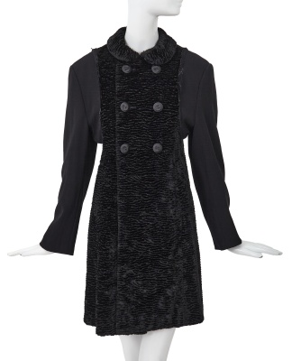 A Comme des Gar&ccedil;ons black rayon and faux astrakhan coat, 'Synergy' collection, Autumn-Winter 1993-94