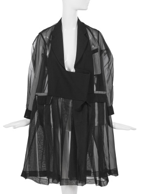 A Comme des Gar&ccedil;ons black wool and voile over-dress, 'Transcending Gender' collection, Spring-Summer 1995