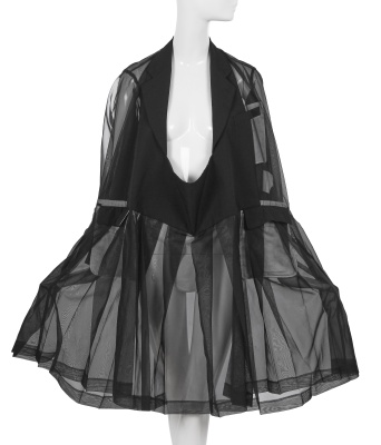 A Comme des Gar&ccedil;ons black wool and voile over-dress, 'Transcending Gender' collection, Spring-Summer 1995 - 6