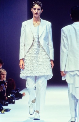 A Comme des Gar&ccedil;ons beige fleeced rayon shift dress, 'Transcending Gender' collection, Spring-Summer 1995 - 2