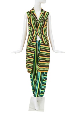 A Comme des Gar&ccedil;ons striped polyester ensemble, 'Kaleidoscope' collection, Spring-Summer 1996
