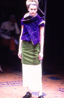 A Comme des Gar&ccedil;ons cotton, wool and velvet ensemble, 'Flowering Clothes' collection, Autumn-Winter 1996-97 - 2