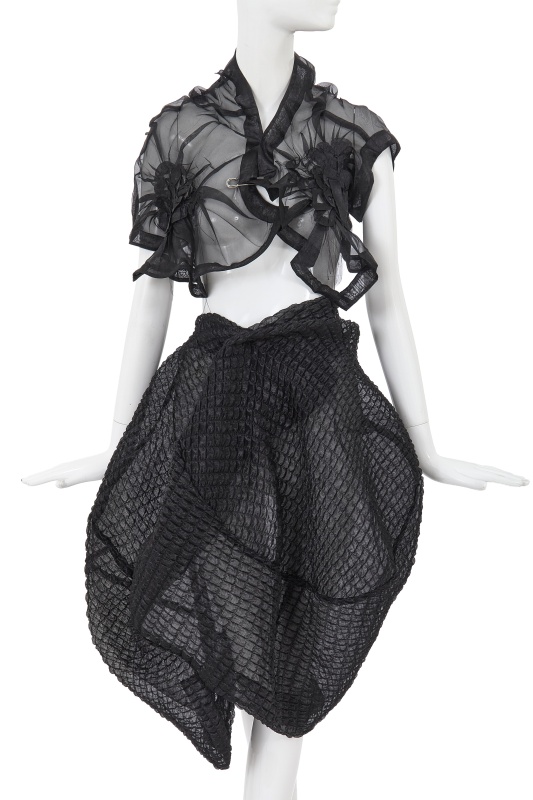A Comme des Gar&ccedil;ons black polyester ensemble, 'Body Meets Dress - Dress Meets Body' collection, Spring-Summer 1997