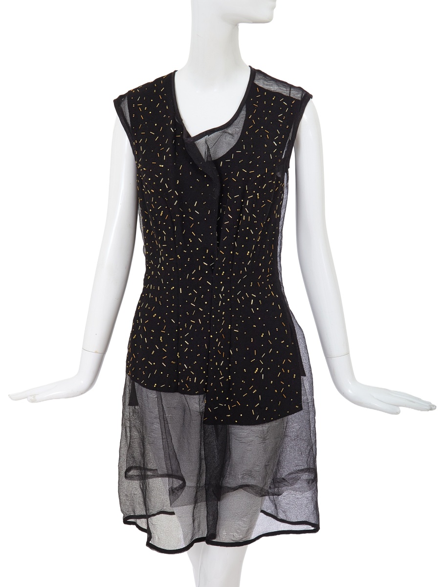 A Comme des Gar&ccedil;ons beaded black wool and mesh dress, 'Adult Punk' collection, Autumn-Winter 1997-98
