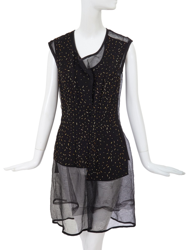 A Comme des Gar&ccedil;ons beaded black wool and mesh dress, 'Adult Punk' collection, Autumn-Winter 1997-98