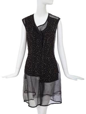 A Comme des Gar&ccedil;ons beaded black wool and mesh dress, 'Adult Punk' collection, Autumn-Winter 1997-98