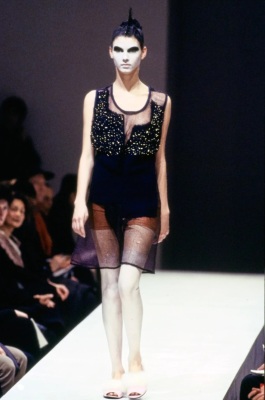 A Comme des Gar&ccedil;ons beaded black wool and mesh dress, 'Adult Punk' collection, Autumn-Winter 1997-98 - 2