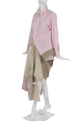 A Comme des Gar&ccedil;ons grey wool and striped cotton dress, 'Fusion' collection, Autumn-Winter 1998-99 - 3
