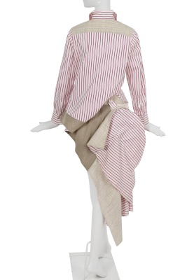 A Comme des Gar&ccedil;ons grey wool and striped cotton dress, 'Fusion' collection, Autumn-Winter 1998-99 - 7