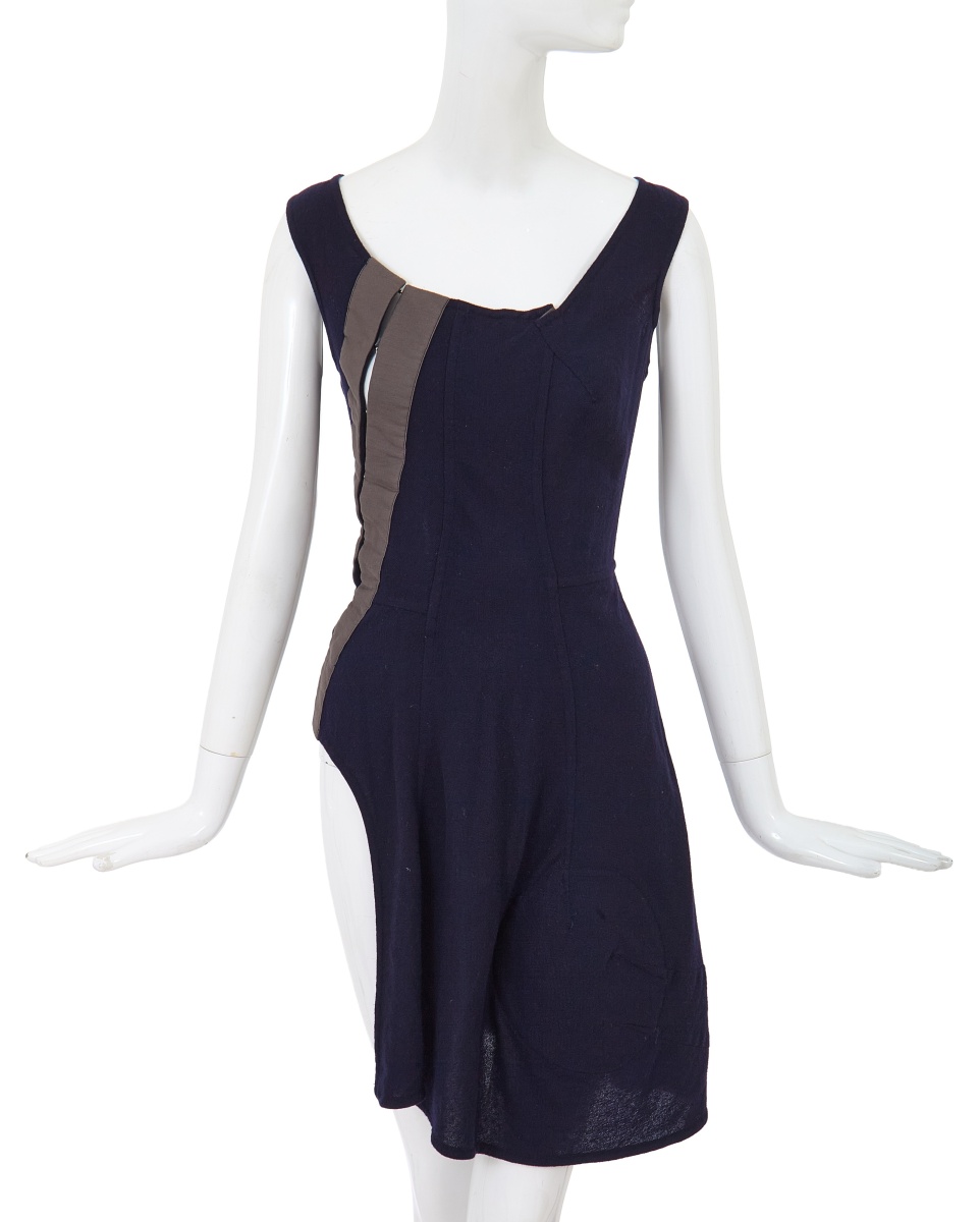 A Comme des Gar&ccedil;ons striped blue and navy cashmere dress, 'Fusion' collection, Autumn-Winter 1998-99