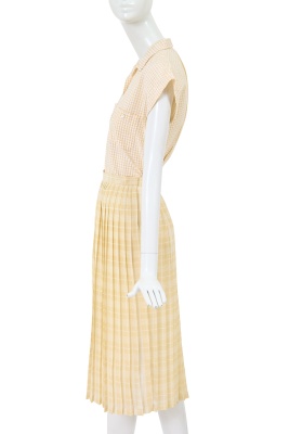 A Comme des Gar&ccedil;ons white and beige checked cotton ensemble, 1970s - 2