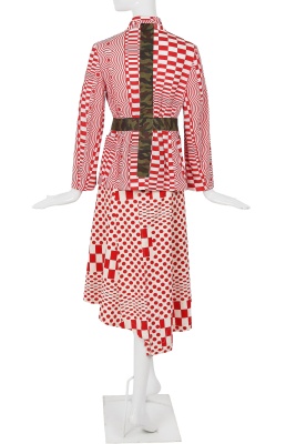 A Comme des Gar&ccedil;ons red and white printed suit, 'Optical Shock (Volume)' collection, Spring-Summer 2001 - 4