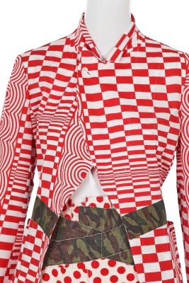 A Comme des Gar&ccedil;ons red and white printed suit, 'Optical Shock (Volume)' collection, Spring-Summer 2001 - 6