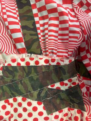 A Comme des Gar&ccedil;ons red and white printed suit, 'Optical Shock (Volume)' collection, Spring-Summer 2001 - 13