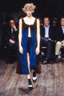 A Comme des Gar&ccedil;ons burgundy velvet and tartan wool dress, 'Beyond Taboo' collection, Autumn-Winter 2001-02 - 2