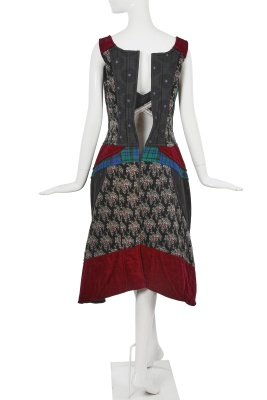 A Comme des Gar&ccedil;ons burgundy velvet and tartan wool dress, 'Beyond Taboo' collection, Autumn-Winter 2001-02 - 4