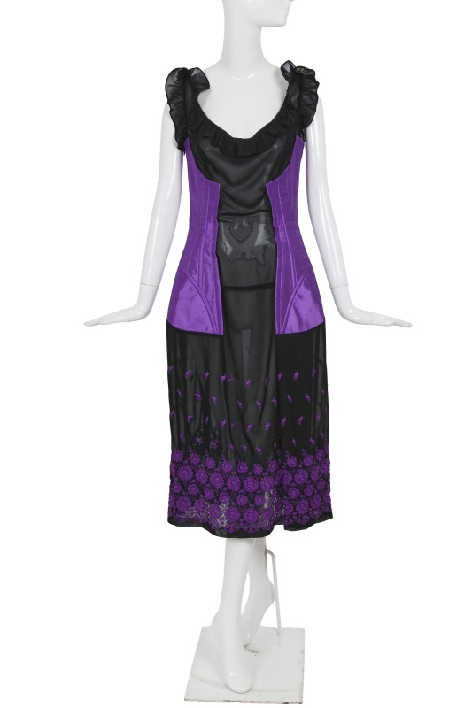 A Comme des Gar&ccedil;ons embroidered black cr&ecirc;pe georgette dress, 'Beyond Taboo' collection, Autumn-Winter 2001-02