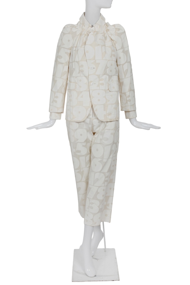 A Comme des Gar&ccedil;ons numerical print cotton ensemble, 'Ethnic Couture (White)' collection, Spring-Summer 2002
