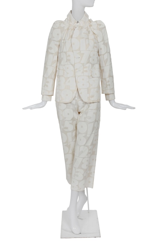 A Comme des Gar&ccedil;ons numerical print cotton ensemble, 'Ethnic Couture (White)' collection, Spring-Summer 2002