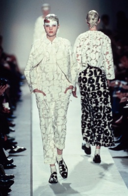 A Comme des Gar&ccedil;ons numerical print cotton ensemble, 'Ethnic Couture (White)' collection, Spring-Summer 2002 - 2