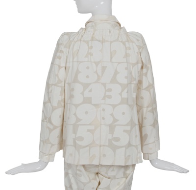 A Comme des Gar&ccedil;ons numerical print cotton ensemble, 'Ethnic Couture (White)' collection, Spring-Summer 2002 - 6