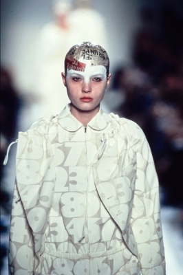 A Comme des Gar&ccedil;ons numerical print cotton ensemble, 'Ethnic Couture (White)' collection, Spring-Summer 2002 - 9