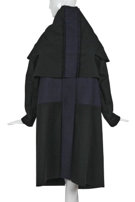 A Comme des Gar&ccedil;ons blue and black felted wool coat, 'Square' collection, Autumn-Winter 2003-04
