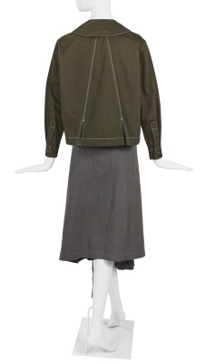 A Comme des Gar&ccedil;ons green and grey cotton ensemble, circa 1980 - 3