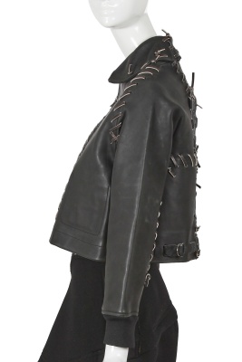 A Comme des Gar&ccedil;ons black leather and wool ensemble, 'Ballerina Motorbike' collection, Spring-Summer 2005 - 5