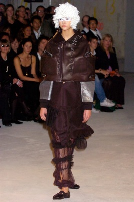 A Comme des Gar&ccedil;ons black leather and wool ensemble, 'Ballerina Motorbike' collection, Spring-Summer 2005 - 10