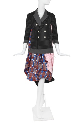 A Comme des Gar&ccedil;ons pinstriped wool and African hairstyle print suit, 'Cacophony' collection, Spring-Summer 2008