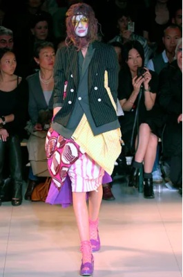 A Comme des Gar&ccedil;ons pinstriped wool and African hairstyle print suit, 'Cacophony' collection, Spring-Summer 2008 - 2