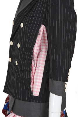 A Comme des Gar&ccedil;ons pinstriped wool and African hairstyle print suit, 'Cacophony' collection, Spring-Summer 2008 - 8