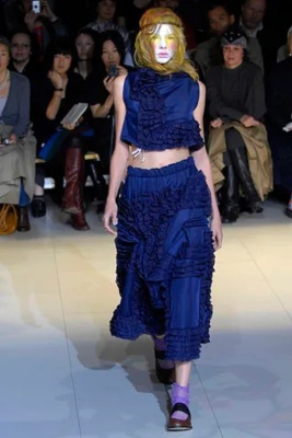 A Comme des Gar&ccedil;ons blue ruffles and pleated ensemble, 'Cacophony' collection, Spring-Summer 2008 - 2