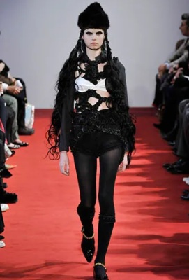 A Comme des Gar&ccedil;ons ruffled black and pink ensemble, 'Bad Taste' collection, Autumn-Winter 2008-09 - 2