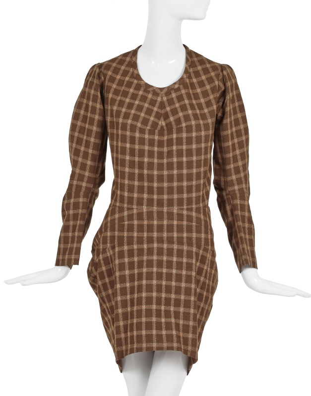 A Junya Watanabe/Comme des Gar&ccedil;ons brown, beige and red checked wool dress, Autumn-Winter 1995-96