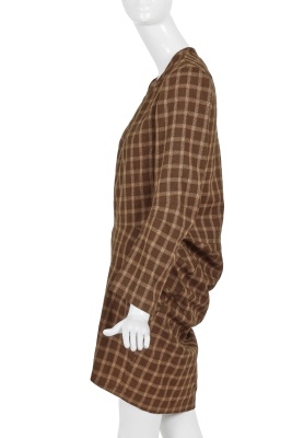 A Junya Watanabe/Comme des Gar&ccedil;ons brown, beige and red checked wool dress, Autumn-Winter 1995-96 - 2
