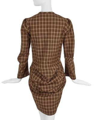 A Junya Watanabe/Comme des Gar&ccedil;ons brown, beige and red checked wool dress, Autumn-Winter 1995-96 - 3