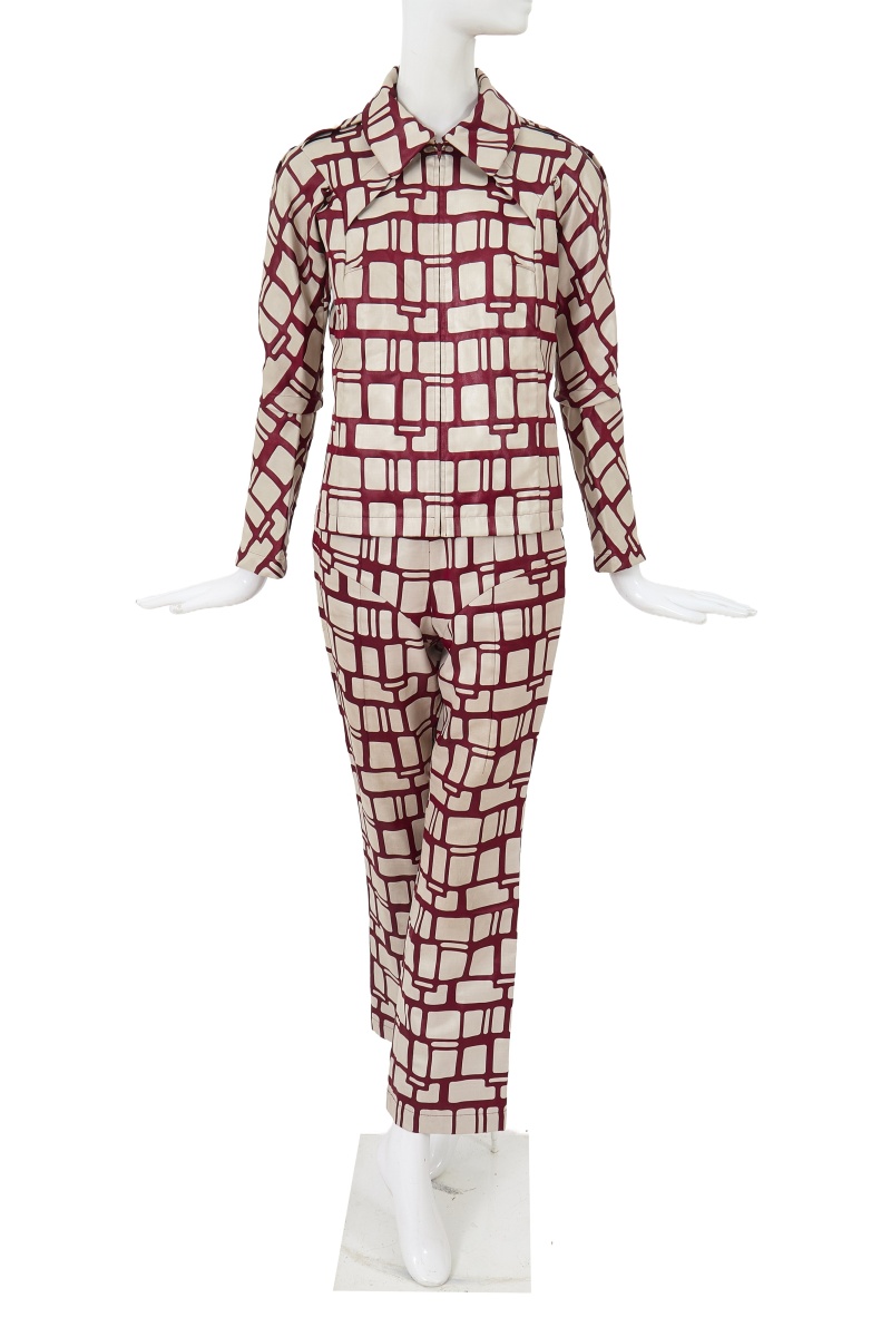 A Junya Watanabe/Comme des Gar&ccedil;ons burgundy and grey woven suit, Spring-Summer 1996